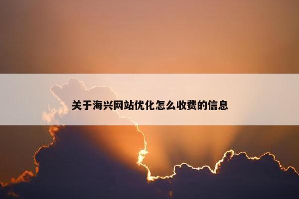 关于海兴网站优化怎么收费的信息