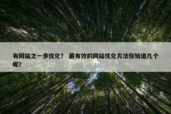 有网站之一步优化？ 最有效的网站优化方法你知道几个呢？