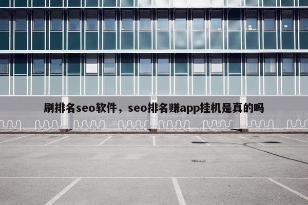 刷排名seo软件，seo排名赚app挂机是真的吗
