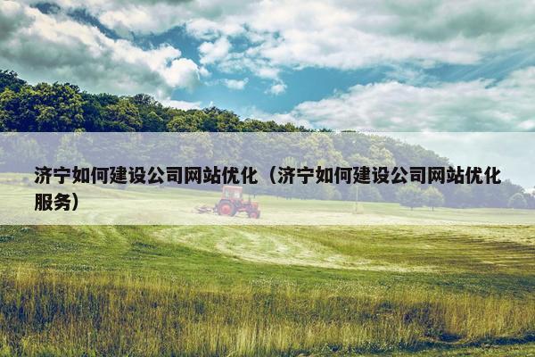 济宁如何建设公司网站优化（济宁如何建设公司网站优化服务）