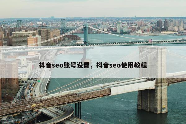 抖音seo账号设置，抖音seo使用教程