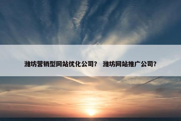潍坊营销型网站优化公司？ 潍坊网站推广公司？