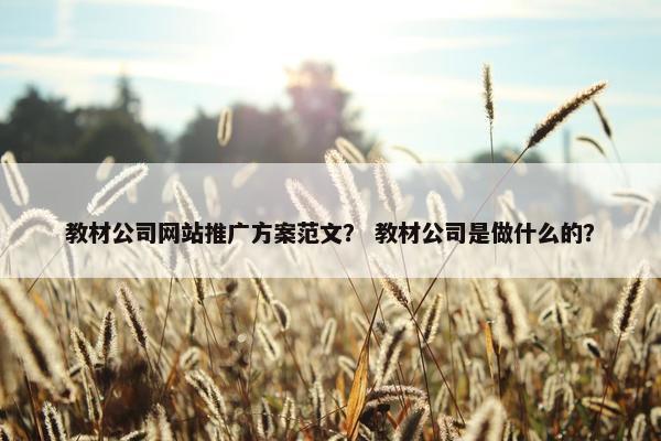 教材公司网站推广方案范文？ 教材公司是做什么的？