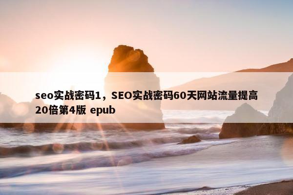 seo实战密码1，SEO实战密码60天网站流量提高20倍第4版 epub