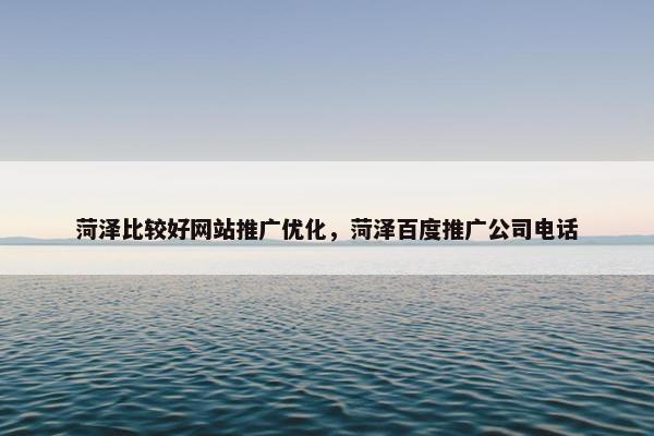 菏泽比较好网站推广优化，菏泽百度推广公司电话