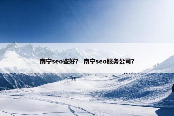 南宁seo些好？ 南宁seo服务公司？