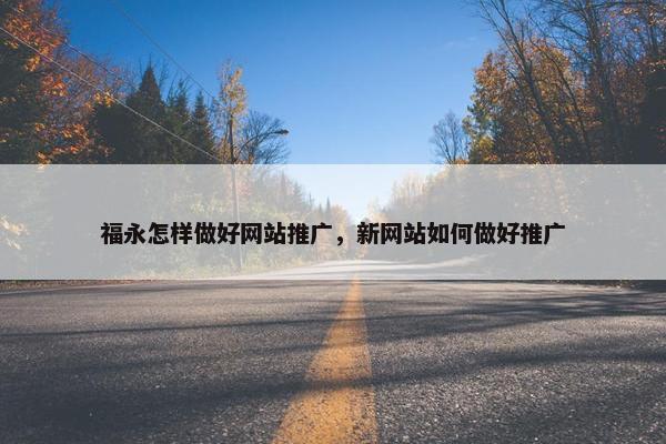 福永怎样做好网站推广，新网站如何做好推广