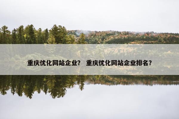 重庆优化网站企业？ 重庆优化网站企业排名？