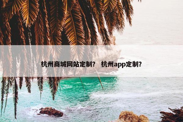 杭州商城网站定制？ 杭州app定制？