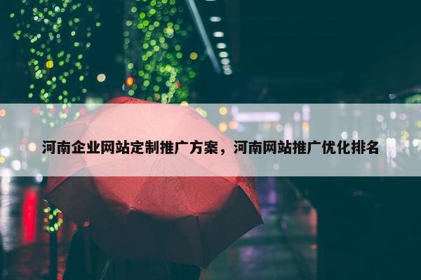 河南企业网站定制推广方案，河南网站推广优化排名