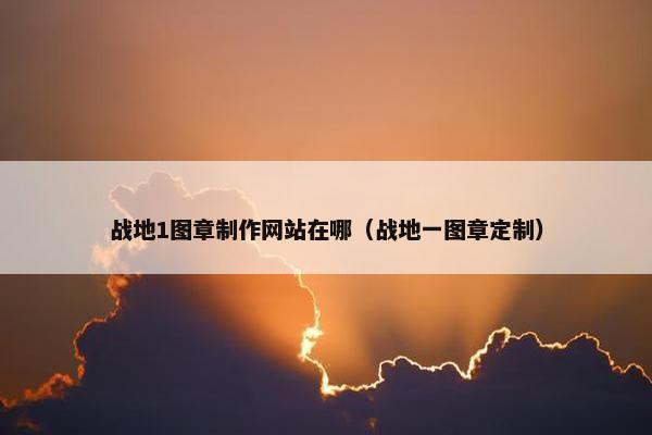 战地1图章制作网站在哪（战地一图章定制）