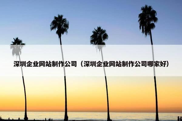 深圳企业网站制作公司（深圳企业网站制作公司哪家好）