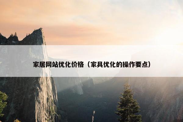 家居网站优化价格（家具优化的操作要点）