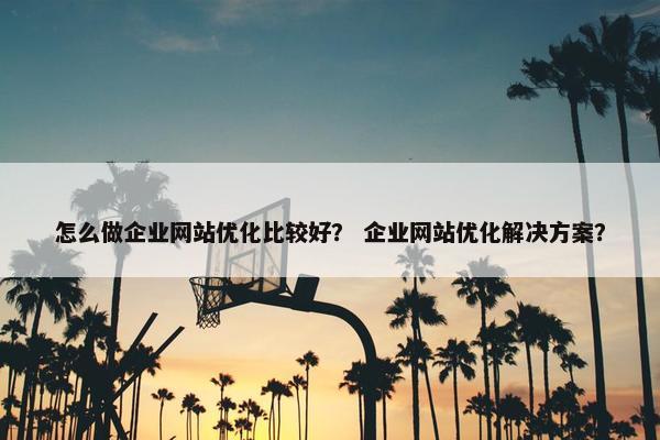 怎么做企业网站优化比较好？ 企业网站优化解决方案？