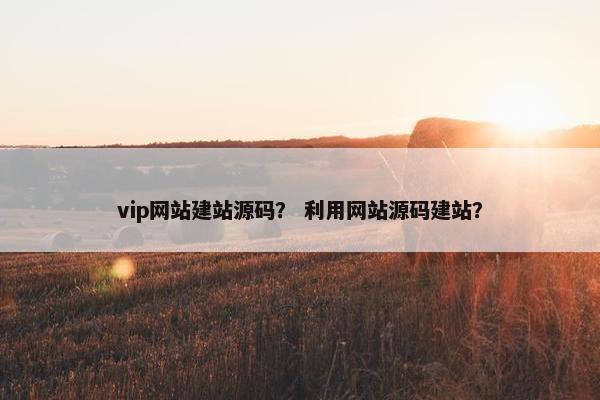 vip网站建站源码？ 利用网站源码建站？