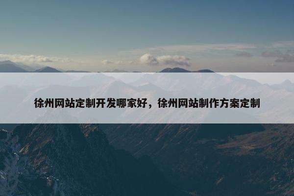 徐州网站定制开发哪家好，徐州网站制作方案定制