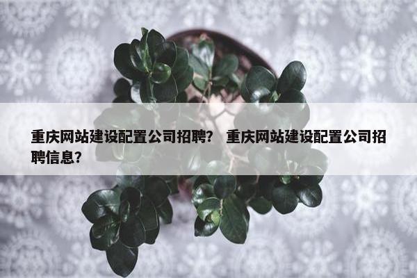 重庆网站建设配置公司招聘？ 重庆网站建设配置公司招聘信息？