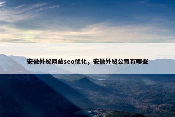 安徽外贸网站seo优化，安徽外贸公司有哪些