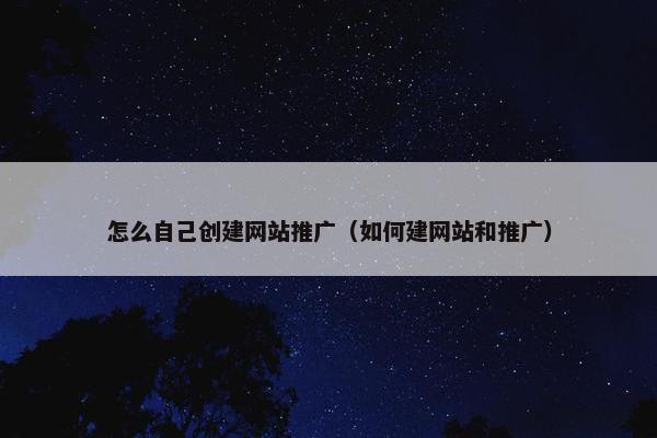 怎么自己创建网站推广（如何建网站和推广）