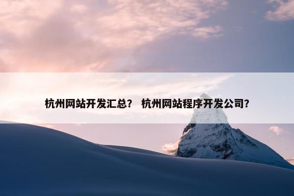 杭州网站开发汇总？ 杭州网站程序开发公司？