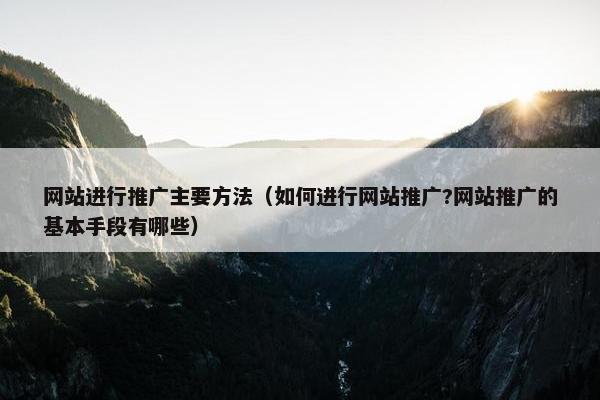网站进行推广主要方法（如何进行网站推广?网站推广的基本手段有哪些）