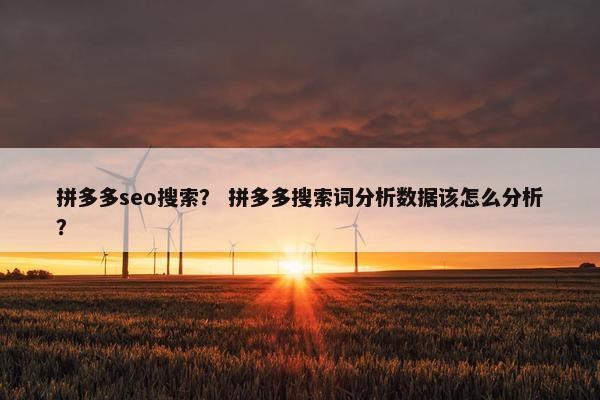 拼多多seo搜索？ 拼多多搜索词分析数据该怎么分析？