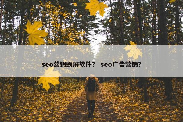 seo营销霸屏软件？ seo广告营销？