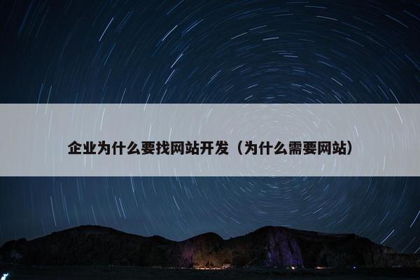 企业为什么要找网站开发（为什么需要网站）