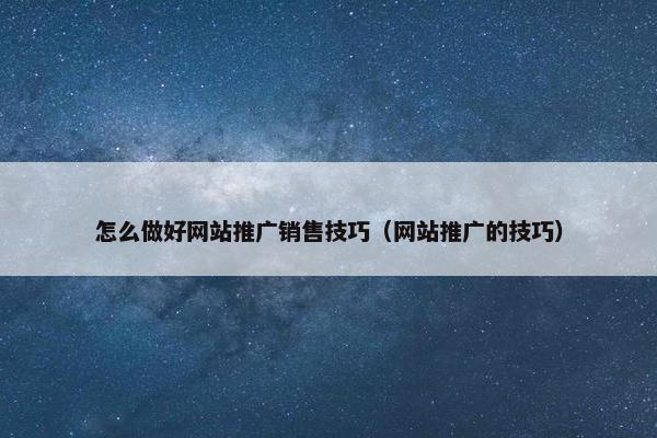 怎么做好网站推广销售技巧（网站推广的技巧）