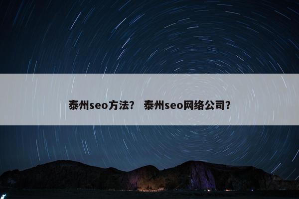 泰州seo方法？ 泰州seo网络公司？
