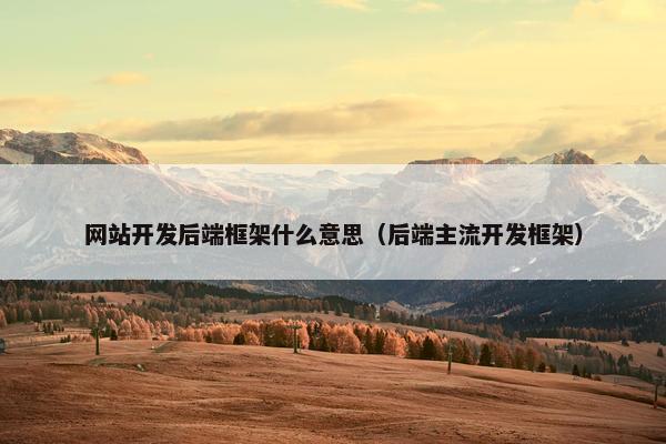 网站开发后端框架什么意思（后端主流开发框架）
