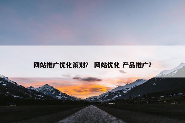 网站推广优化策划？ 网站优化 产品推广？
