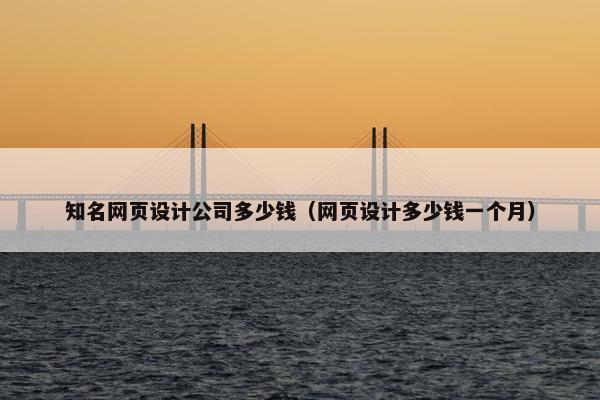 知名网页设计公司多少钱（网页设计多少钱一个月）