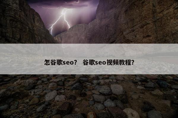 怎谷歌seo？ 谷歌seo视频教程？
