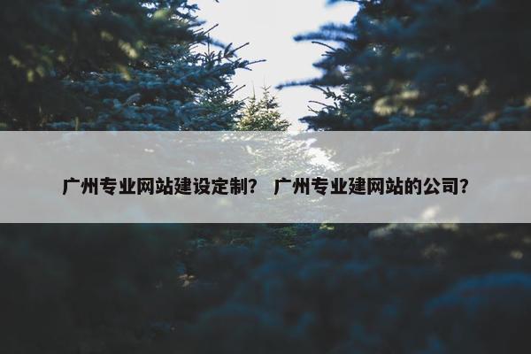 广州专业网站建设定制？ 广州专业建网站的公司？