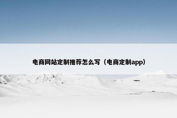 电商网站定制推荐怎么写（电商定制app）