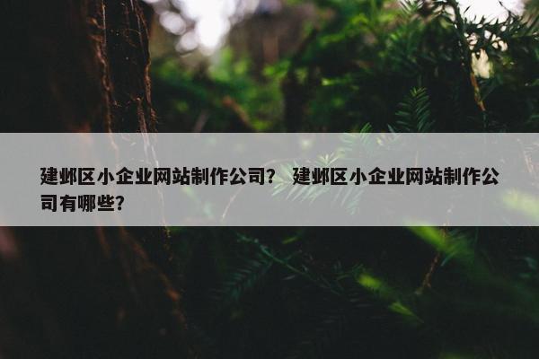 建邺区小企业网站制作公司？ 建邺区小企业网站制作公司有哪些？