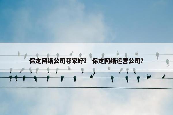 保定网络公司哪家好？ 保定网络运营公司？