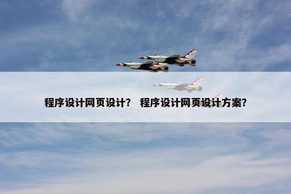 程序设计网页设计？ 程序设计网页设计方案？