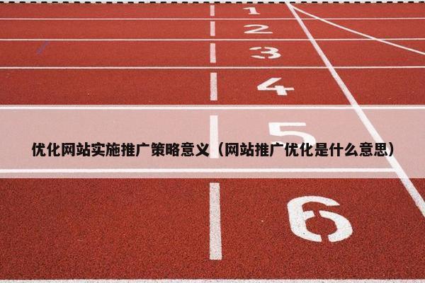 优化网站实施推广策略意义（网站推广优化是什么意思）