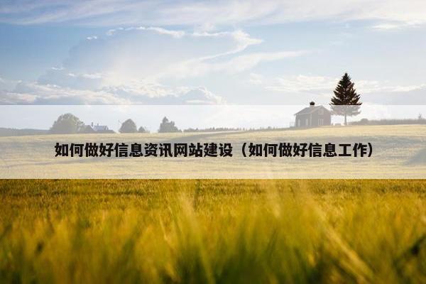 如何做好信息资讯网站建设（如何做好信息工作）