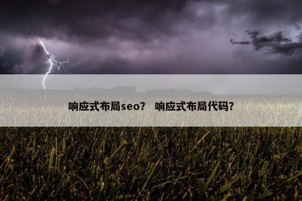 响应式布局seo？ 响应式布局代码？