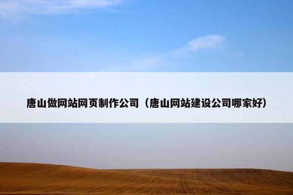 唐山做网站网页制作公司（唐山网站建设公司哪家好）