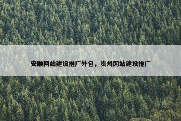 安顺网站建设推广外包，贵州网站建设推广