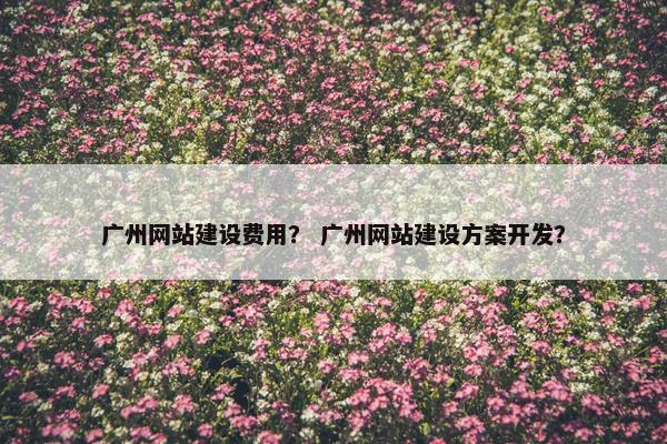 广州网站建设费用？ 广州网站建设方案开发？