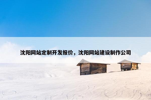 沈阳网站定制开发报价，沈阳网站建设制作公司