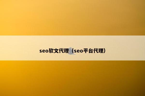seo软文代理（seo平台代理）